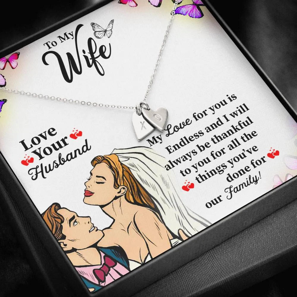 Gifts For Wife Initial Heart Necklace For Wife