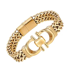 Luca Stainless Steel Gold Silver Mens Bracelet