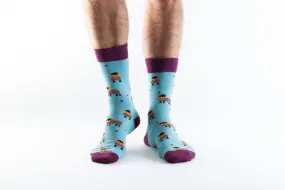 Mens Bambo Socks Doris & Dude Cow Highland Blue/Wine 7-11UK