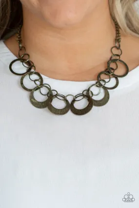 Paparazzi Necklace ~ In Full Orbit - Brass Hoop Link Necklace