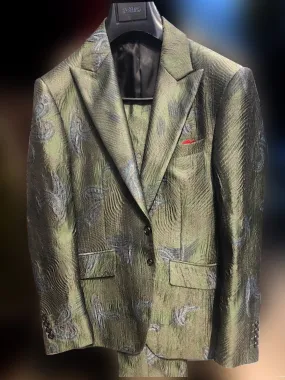 prom suit green, paisley suit