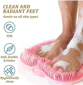 Shower Foot & Back Scrubber Mat, Wall Stick Suction Silicone Bathroom Scrubber (Randomcolor)