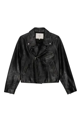 The Great Perfect Leather Jacket in Worn Black